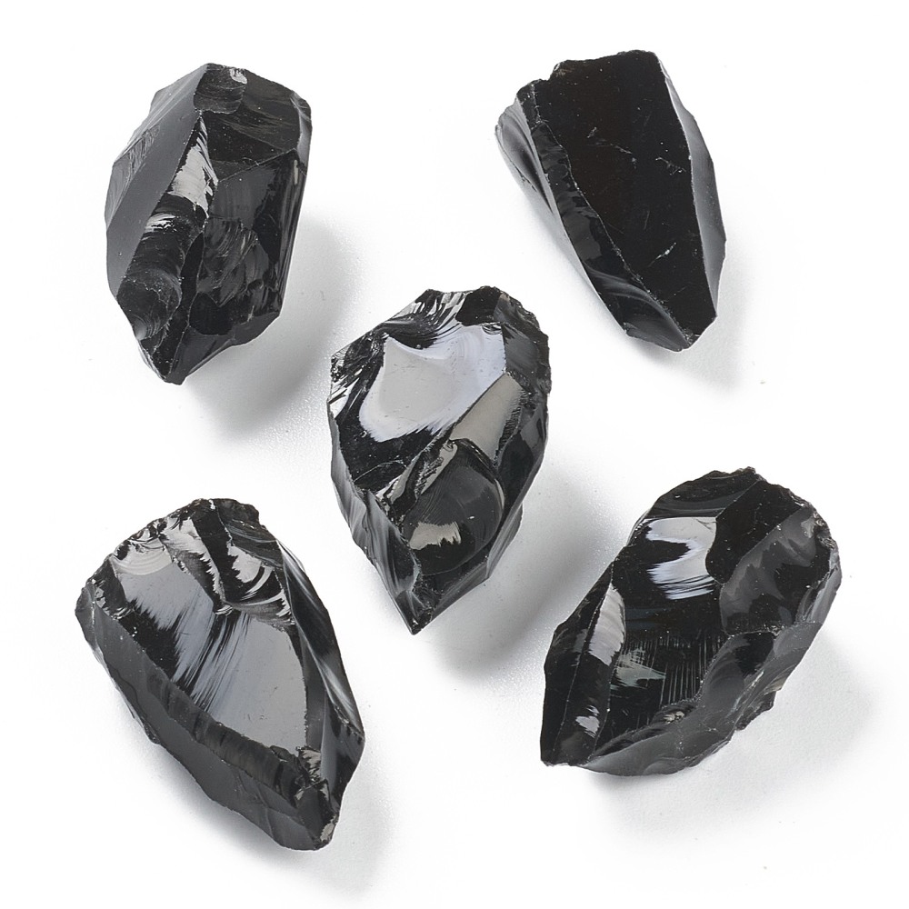 Pierre Obsidienne, brute, sans trou, pépites, 31~33x17~21.5x15~20mm