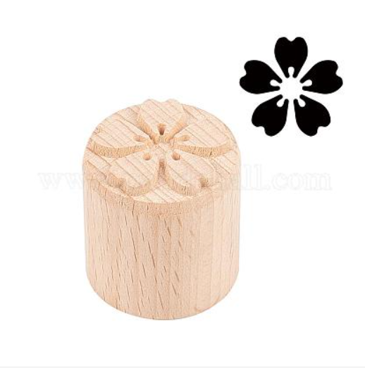 Tampon en bois, motif fleur 35mm