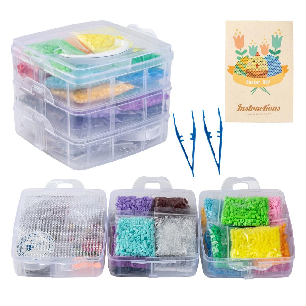 Coffret perles à repasser, 20 couleurs, 6000 pcs et tous les accessoires, 5x5mm, Trou: 3mm