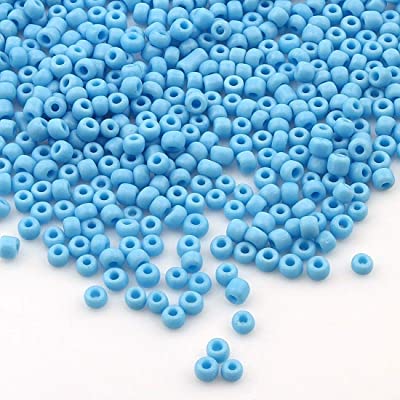 Perles de rocaille opaque, taille inf. 3 mm, trou 1 mm, sachet d'env. 40 gr, bleu du ciel