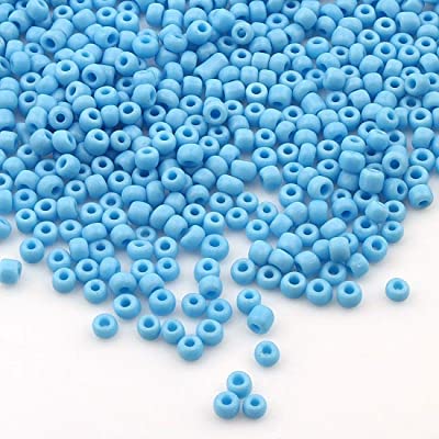 [SBX43] Perles de rocaille opaque, taille inf. 3 mm, trou 1 mm, sachet d'env. 40 gr, bleu du ciel