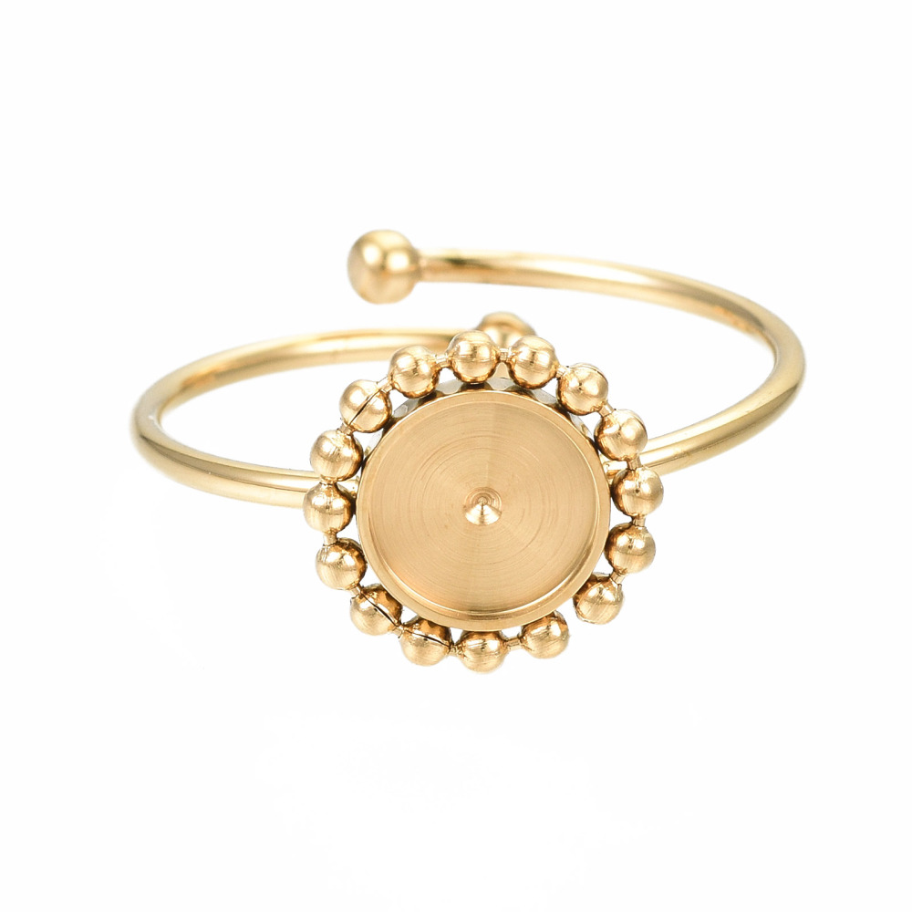 Support bague en INOX doré, plateau: 6 mm, taille 18.1 mm, réglable