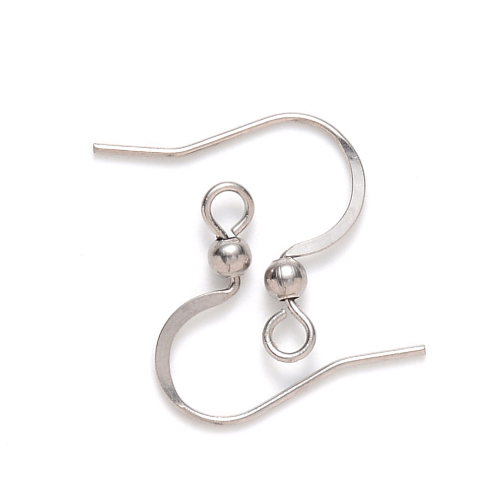 Crochets boucle d'oreille INOX argenté, plat, 16x18mm, paquet de 200 pièces