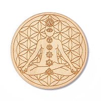 Support en bois gravé, motif Chakra, pour recharger les pierres, diam 10cm