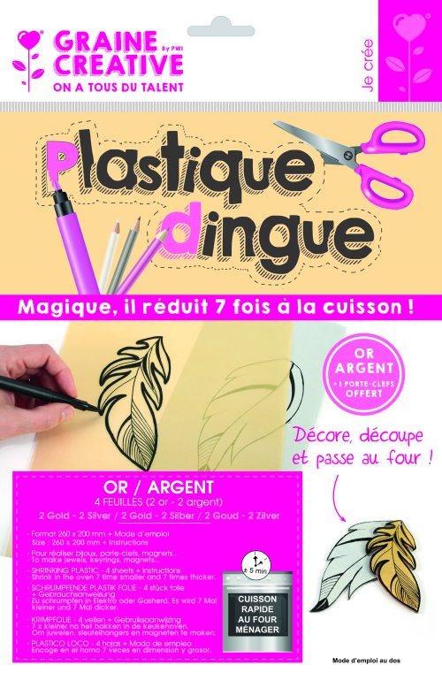 [540271] POCH. 4 FEUILLES PLASTIQUE DINGUE 2 OR 2 ARGENT