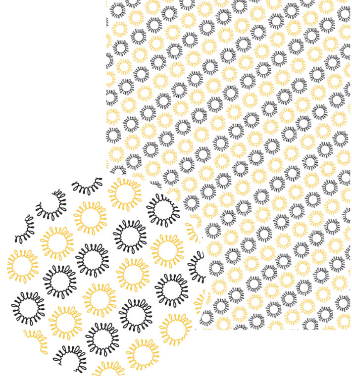 [641006] Feuille gluepatch soleil noir jaune 30x40cm