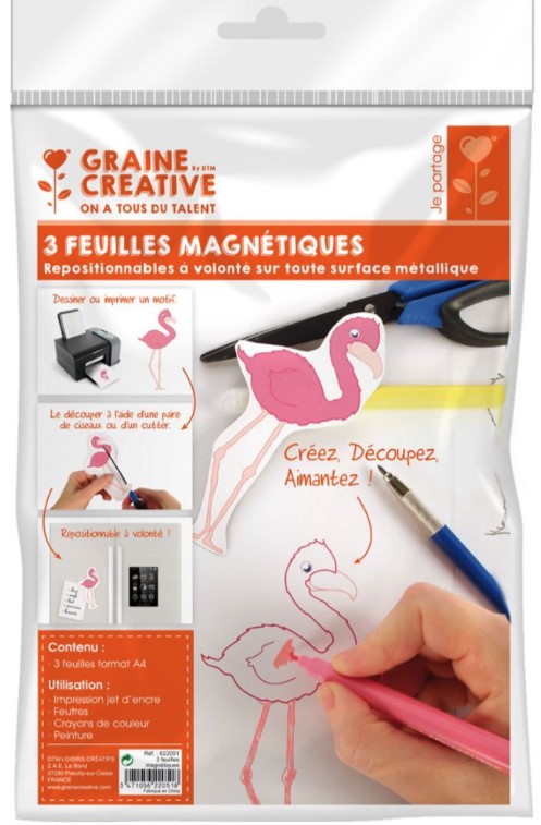 Paquet de 3 feuilles magnétiques Graine Créative