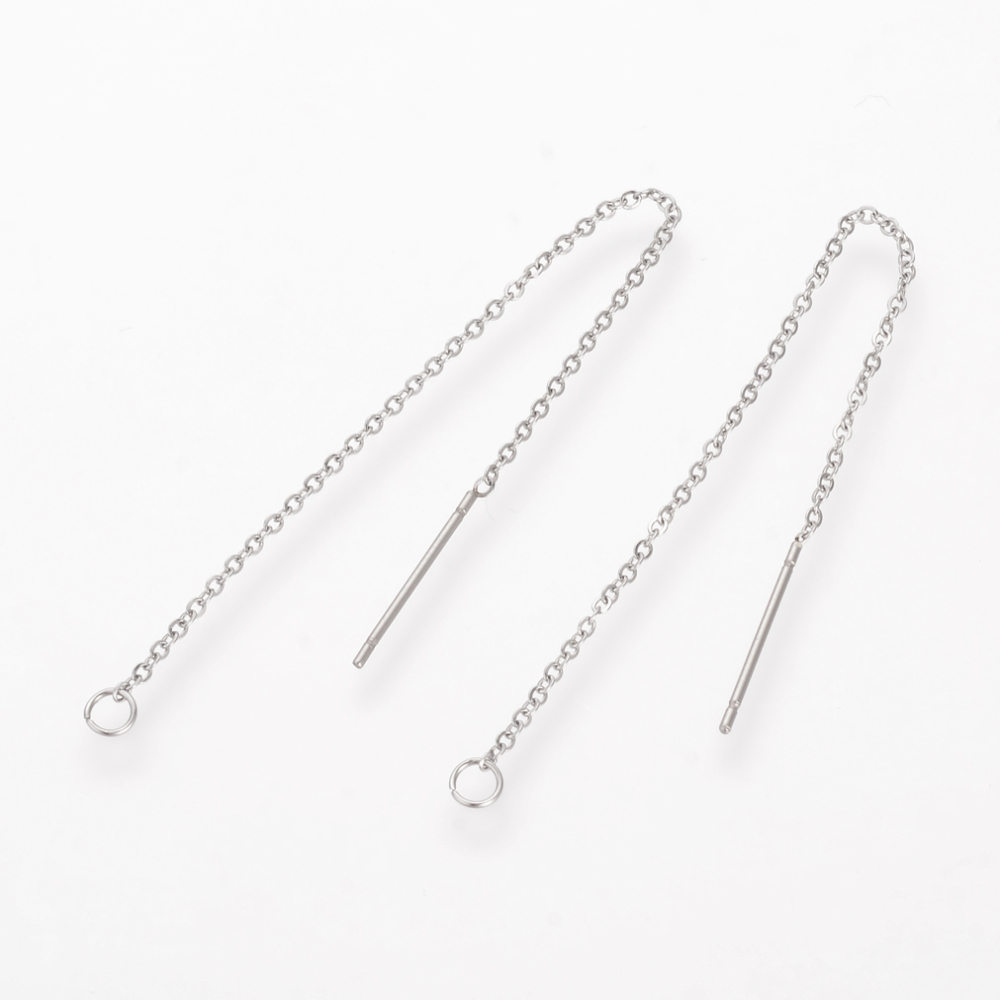 [X-STAS-S070] Fils d'oreille INOX argenté, 98x0,5mm, tige 0,7mm, l'unité