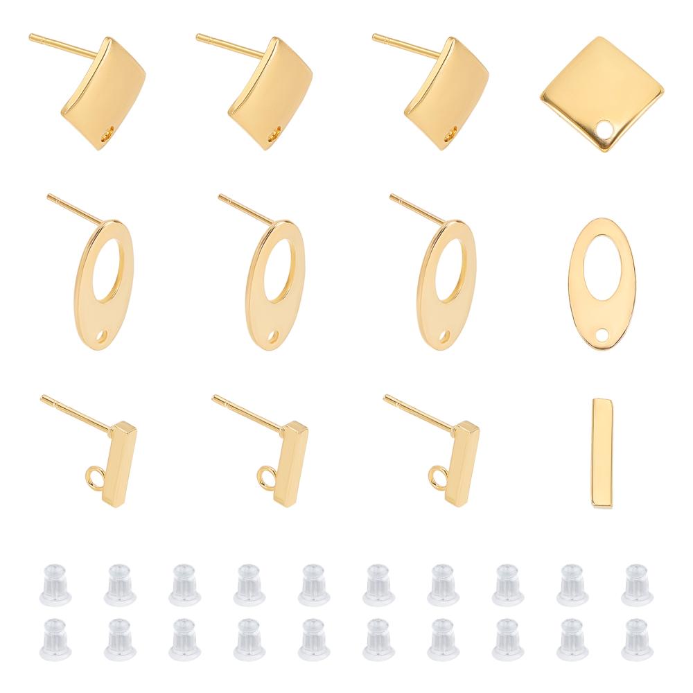 [STAS-UN0021-87] Kit créatif de boucles d'oreilles, INOX doré et poussettes silicone, 40 pièces