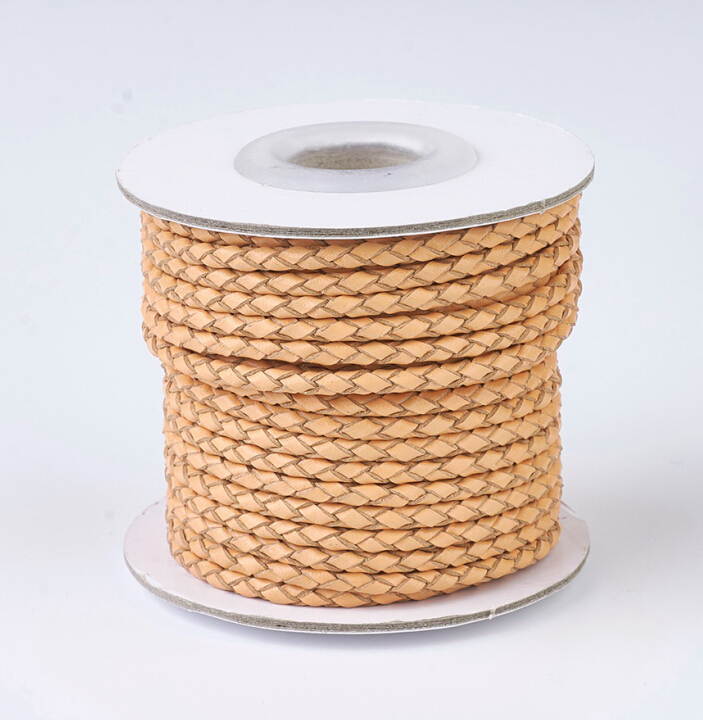 Découpe de Cordon en cuir tressé naturel, 3mm