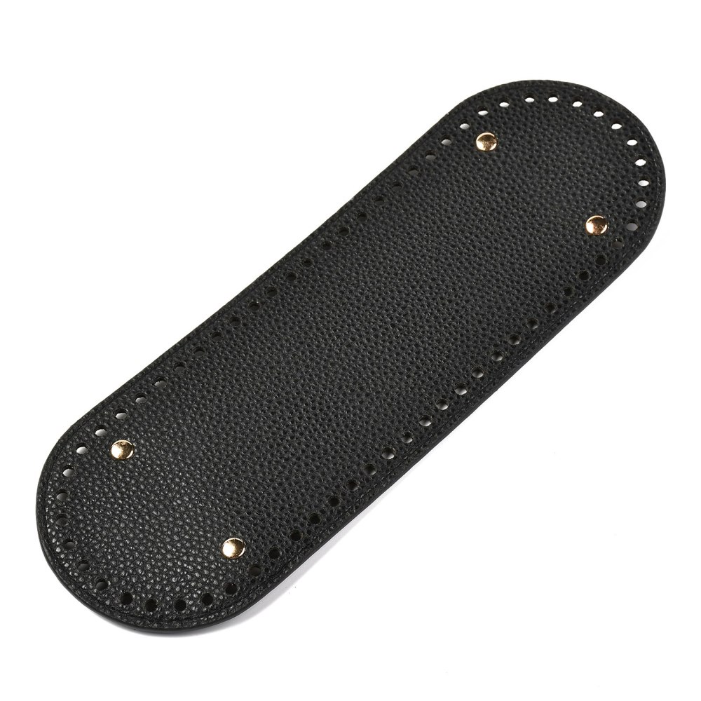 Fond de sac en simili cuir noir, ovale, 30x10cm, trous: 0,5 cm