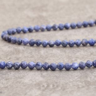 Pierre Saphir, naturelle, bleue, ronde facettée, 4mm trou 1mm