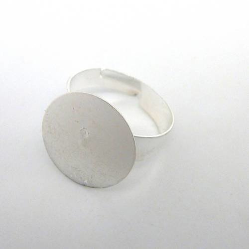 Support bague en argent brillant,  réglable, plateau: 15 mm, 17.2 mm