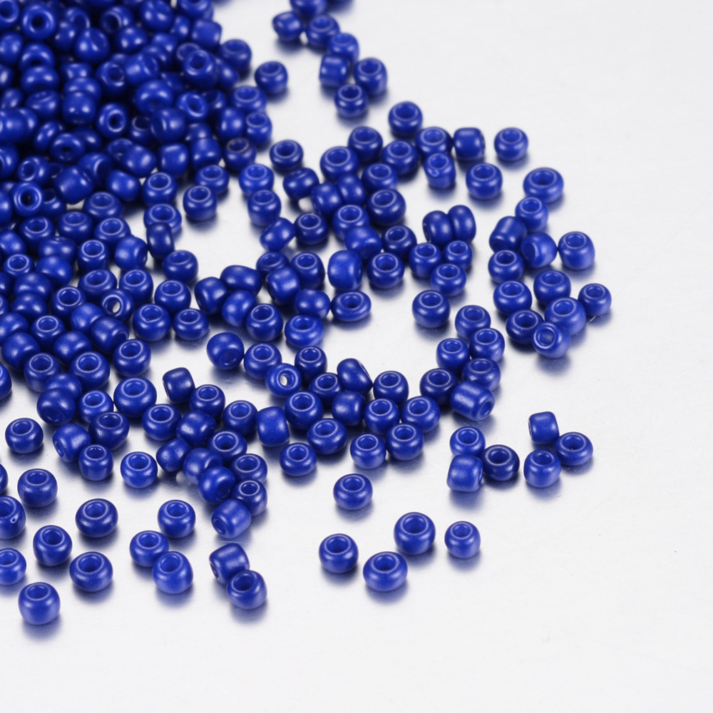 Perles de rocaille opaques taille inf. 3 mm, trou 1 mm, sachet d'env. 30 gr, Bleu royal