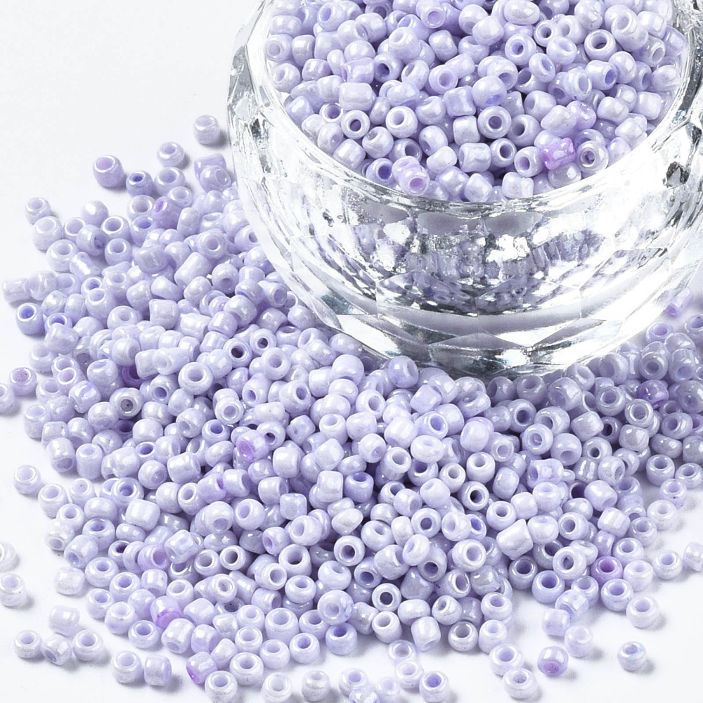 Perles de rocaille opaques nacrées taille 2.5 mm, trou 0,8 mm, sachet d'env. 30 gr, Lilas pastel