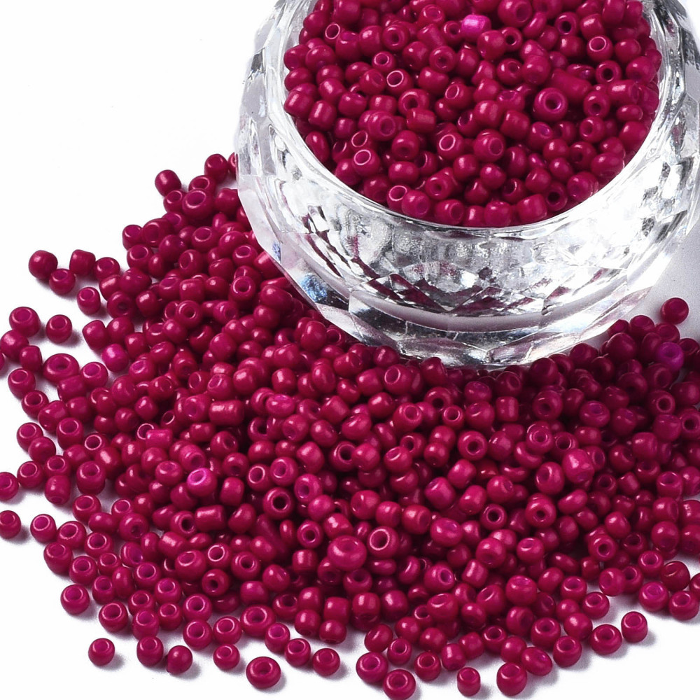 [SEED-S060-A-F451   SEED-S001-K5] Perles de rocaille opaques nacrées taille 2.5 mm, trou 0,8 mm, sachet d'env. 30 gr, Bordeau