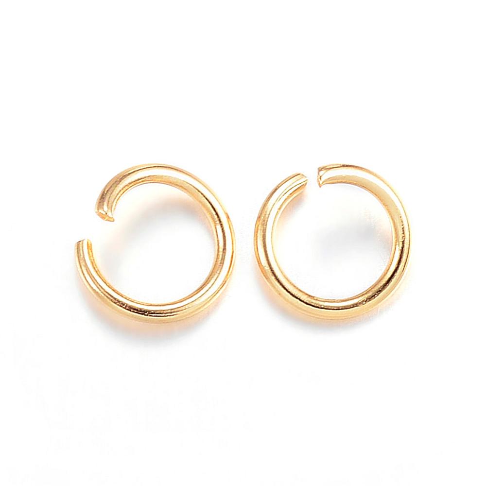 Anneau simple ouvert INOX doré, acier inoxydable, 6x0,8mm x 100 pièces
