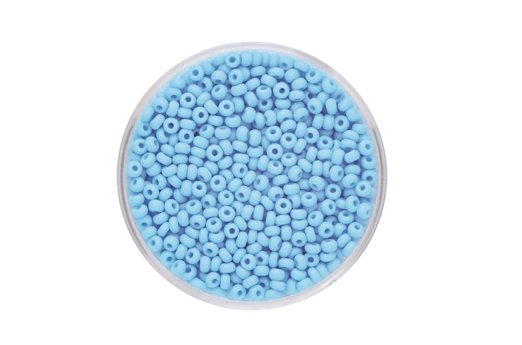 Perles de rocaille opaque, taille inf. 3 mm, trou 1 mm, sachet d'env. 40 gr, bleu clair