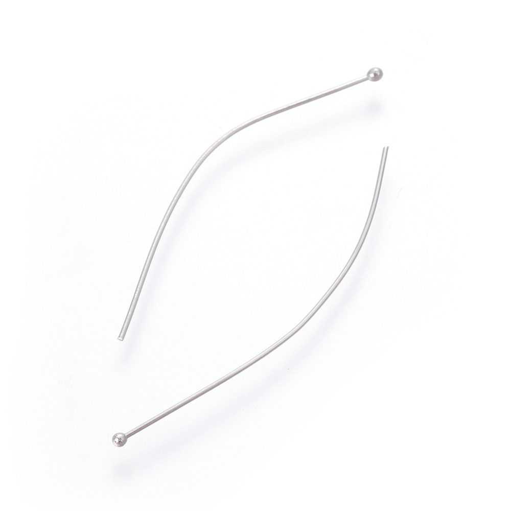 Tiges INOX argenté, tête avec boule, 38x0,4mm, boule 1,9 mm, x 10g (env. 165 pièces)