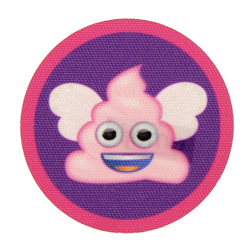 Ecussons broderie Emoji caca volant, à repasser, diam. 6cm