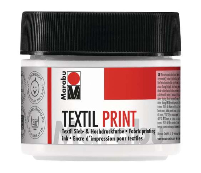 Marabu Textil Print, encre textile épaisse, Blanc de Titane, 100ml