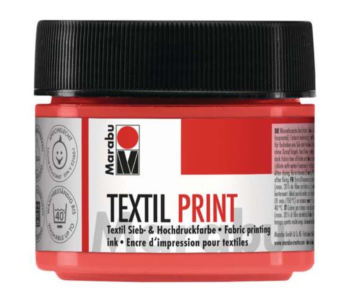 Marabu Textil Print, encre textile épaisse, Rouge Pyrrole, 100ml