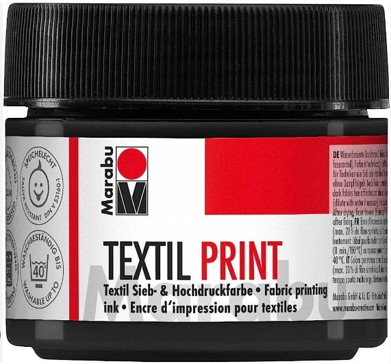 Marabu Textil Print, encre textile épaisse, Noir de Bougie, 100ml