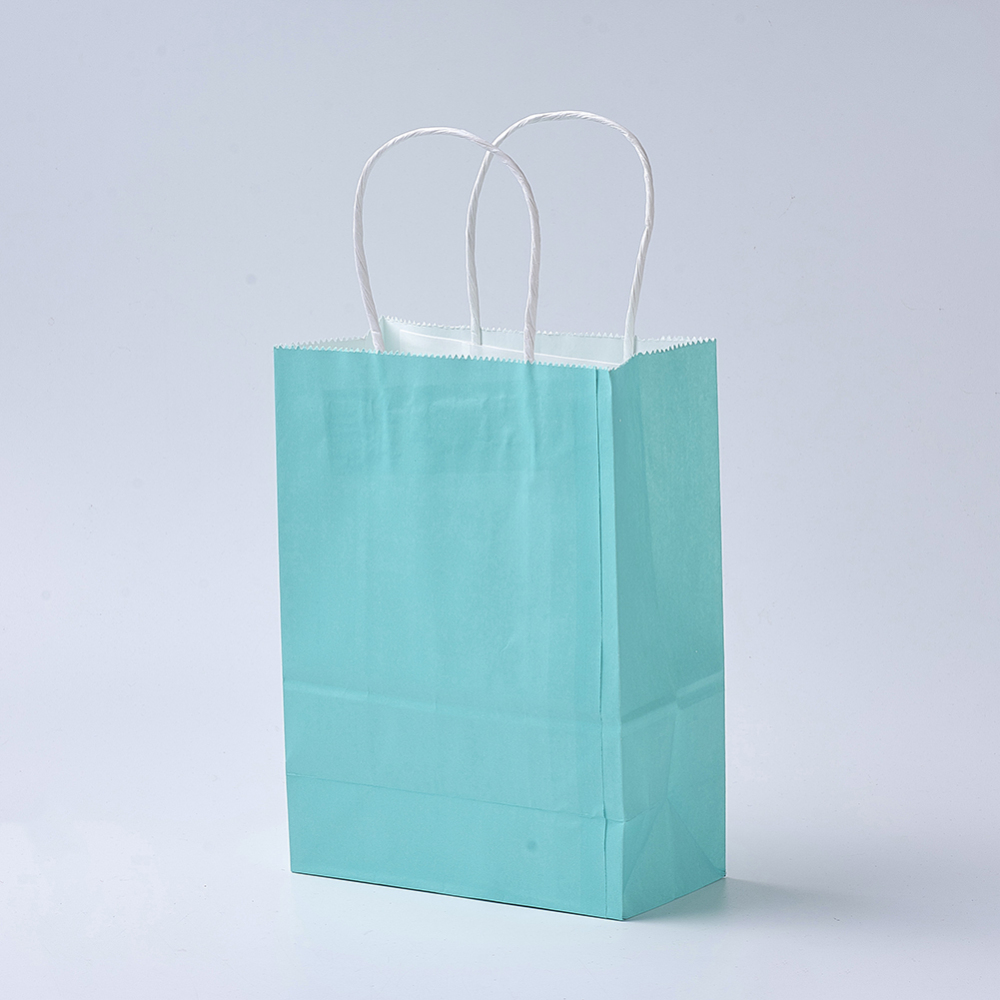 Sac cadeau en papier turquoise, 27x21x11cm