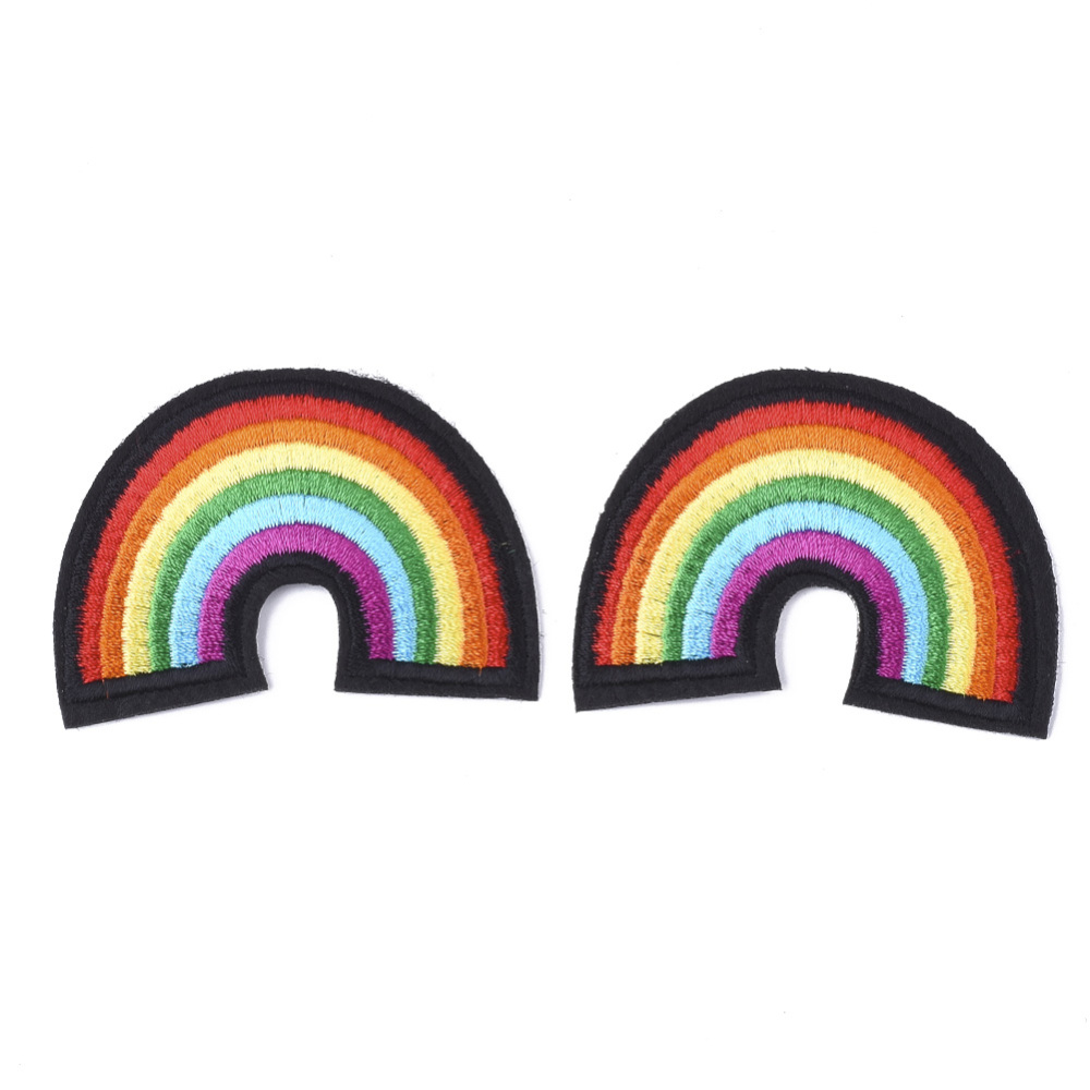 [X-FIND-T030-124] Patch thermocollant, nuage & arc en ciel, 61x44x2mm, l'unité