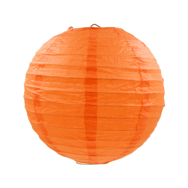 Lanterne en papier, ronde, orange, 25cm