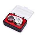 Loupe a bijoux pliable en INOX, grossissement x10, 5.1x2.05x1.8 cm, repliée : 3.1x2.05x1.8 cm