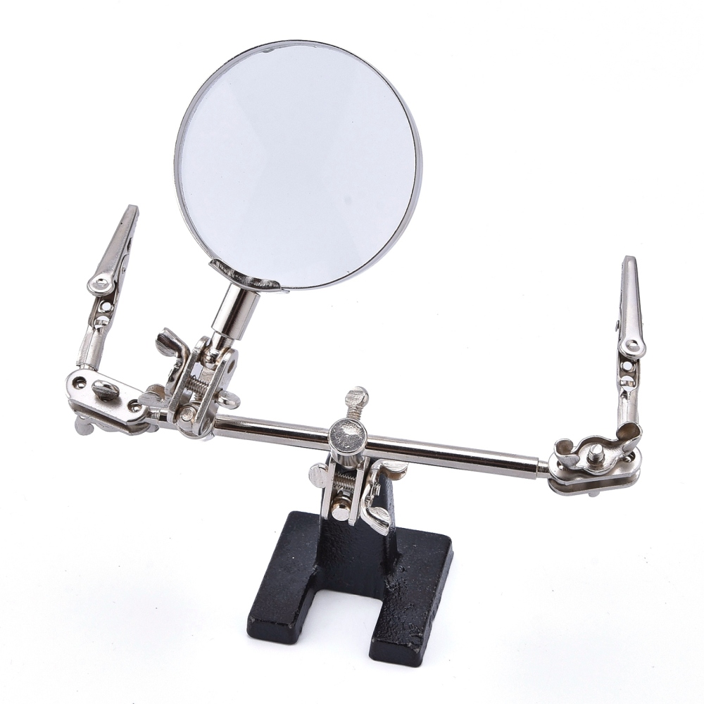 Support de travail, avec loupe grossissement x2.5, bras pivotants 360°, 26.4x4.8x18.5 cm