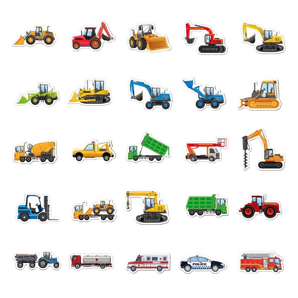 Stickers autocollants "véhicules", 60/80mm chaque pièce x 50pièces