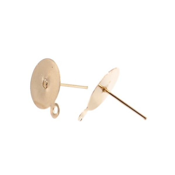 [ER6OR] Puce boucle d'oreille avec boucle, laiton, doré, support plat 6mm, boucle trou 1.2mm la paire