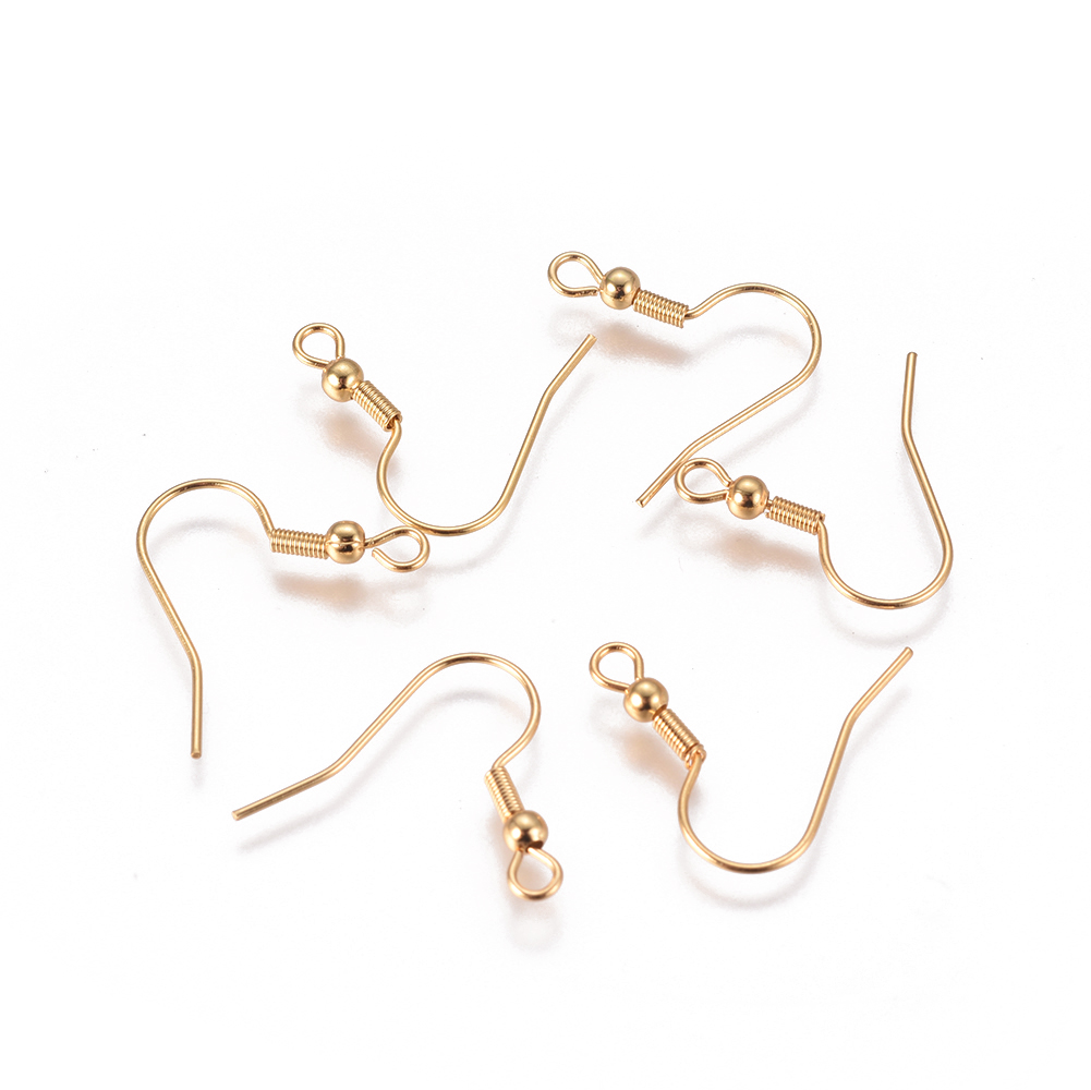 Crochets boucle d'oreille INOX doré 20x20x3mm trou 2mm x 200 pièces