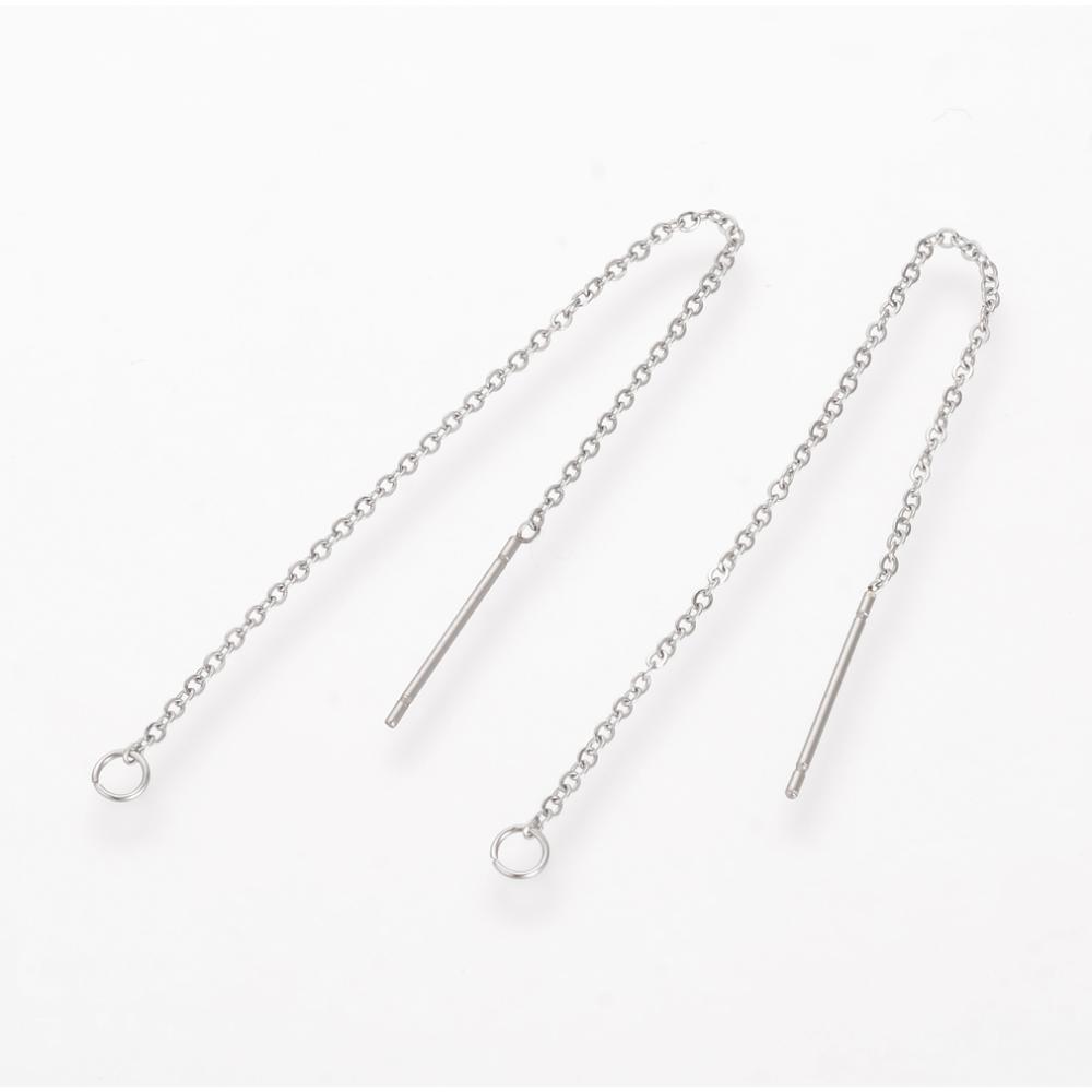 [STAS-S070] Fils d'oreille INOX argenté, 98x0,5mm, tige 0,7mm, x10 pièces