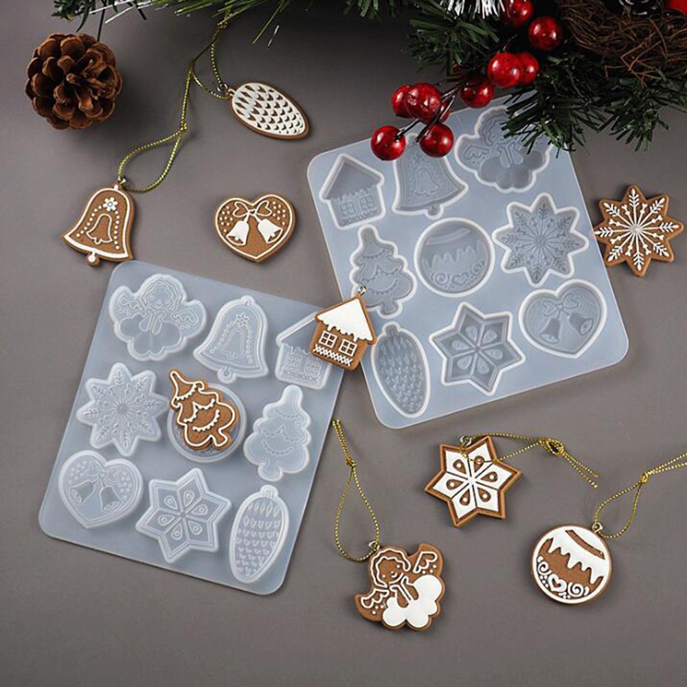 [XMAS-PW0001-004] Moule en silicone, lot thème noël, 1 plaque/9 modèles, 130x115mm