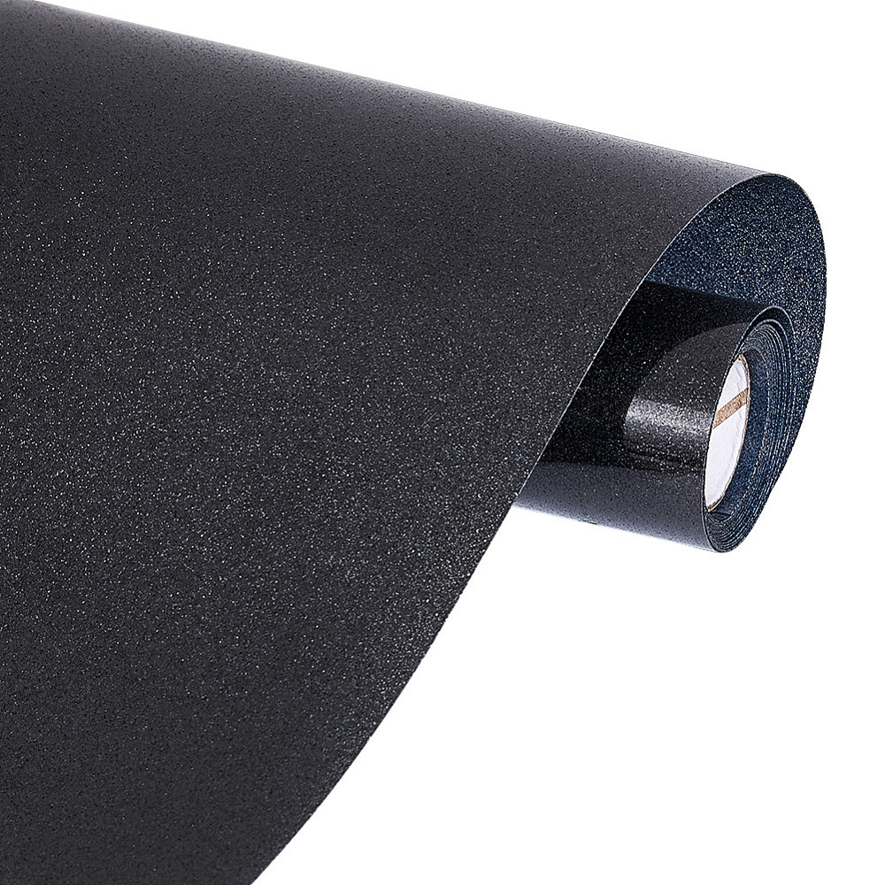 Vinyle thermocollant noir paillettes, pour tissu, 30cm x 2mètres