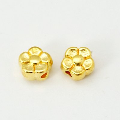 Perle laiton doré, fleur, 5x5x3 mm trou 1mm