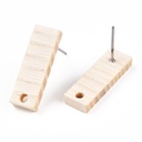 Boucle d'oreille en bois, support INOX, rectangle, 20x6.5mm, support 0.7mm