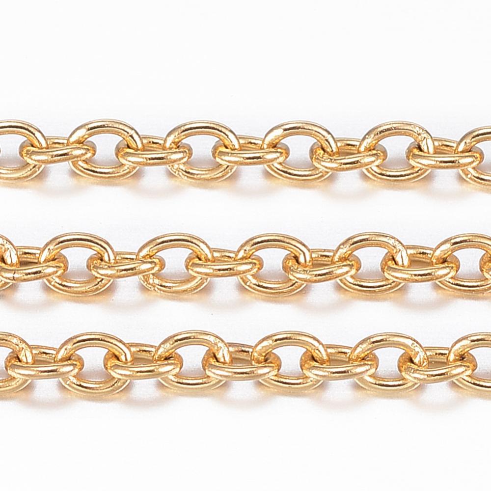 Chaîne INOX doré, placage ionique, 2,5x2x0,5mm, au mètre