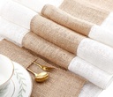 Assortissement chemin de table x1 et ranges couverts x6, toile de jute fine bicolore