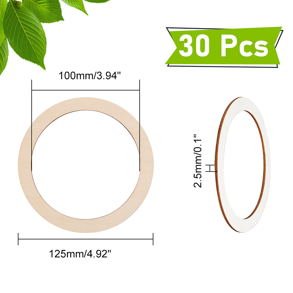 Cercle plat en bois, 125x2.5mm, diamètre intérieur: 100 mm, à l'unité