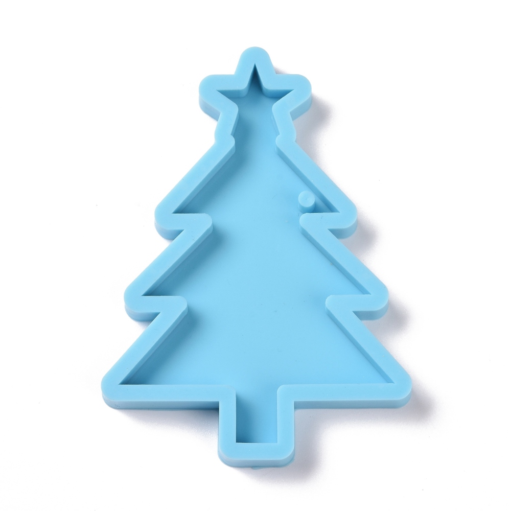 Moule en silicone, rectangle, sapin de noël, 81x58x7mm, Trou: 3mm