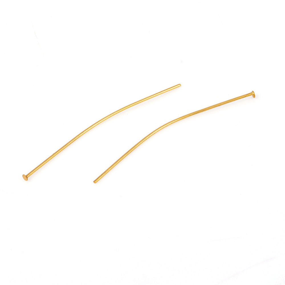 Tiges INOX doré, tête plate, 40x0,6mm, tête 1,4 mm, x 50 pièces