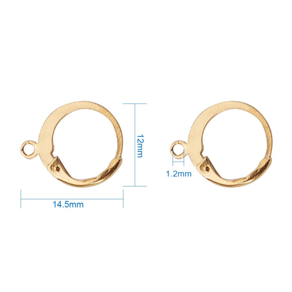 Crochets boucle d'oreille dormeuse, INOX doré, rond, 14,5x12, trou 1mm, x10 pièces