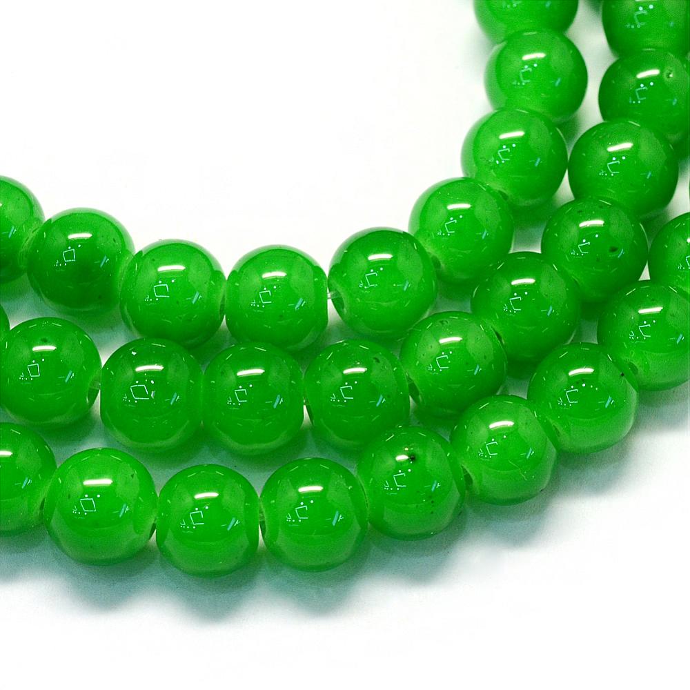 Perles en verre fantaisie, 6.5mm, trou: 1.5mm, le brin d'env. 145 pièces, coloris au choix