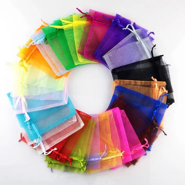 [CON-PW0001-054A] Pochette cadeau en organza, rectangle, multicolore, 7x9cm, x100 pièces