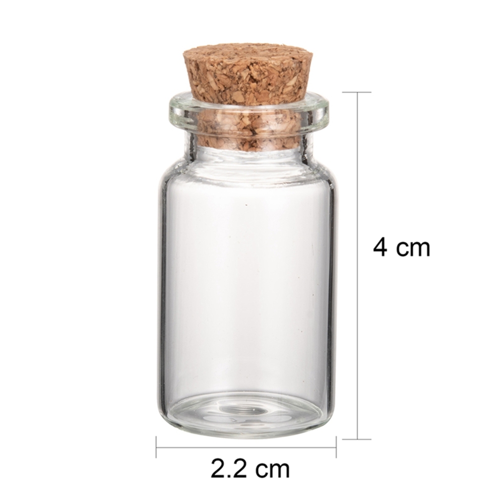 Fiole en verre avec bouchon en liège 40x22mm, 10ml, x100 pièces
