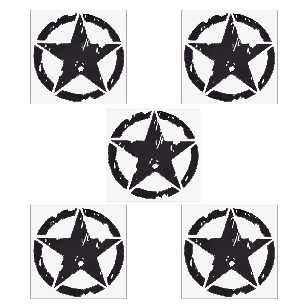 [DIY-WH0387-43B] Stickers autocollants imperméables, résistants aux UV, étoile noire, 16x16cm, à l'unité